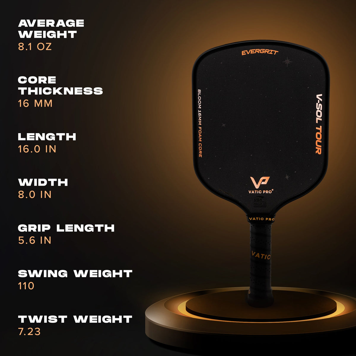 V-Sol Tour with Evergrit (16mm) (Includes Paddle Cover)