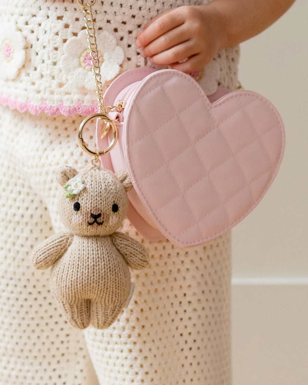 Baby honey bear (floral) bag charm