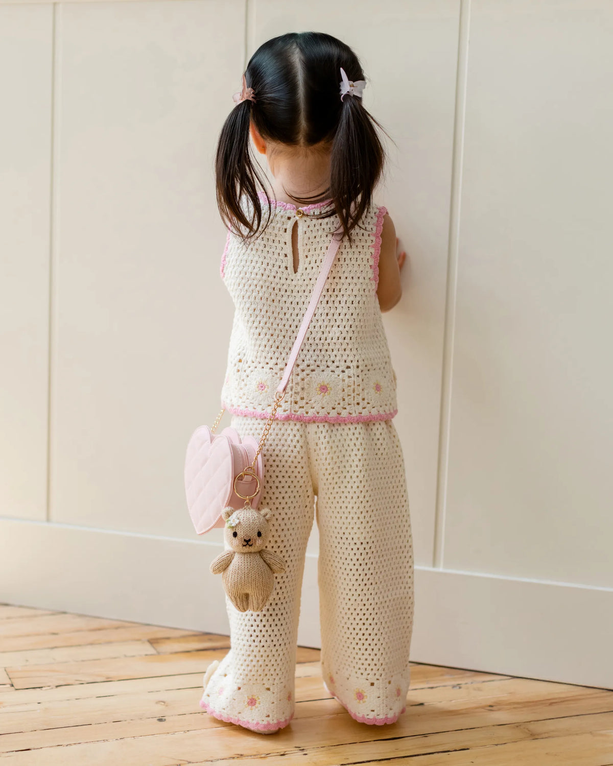 Baby honey bear (floral) bag charm