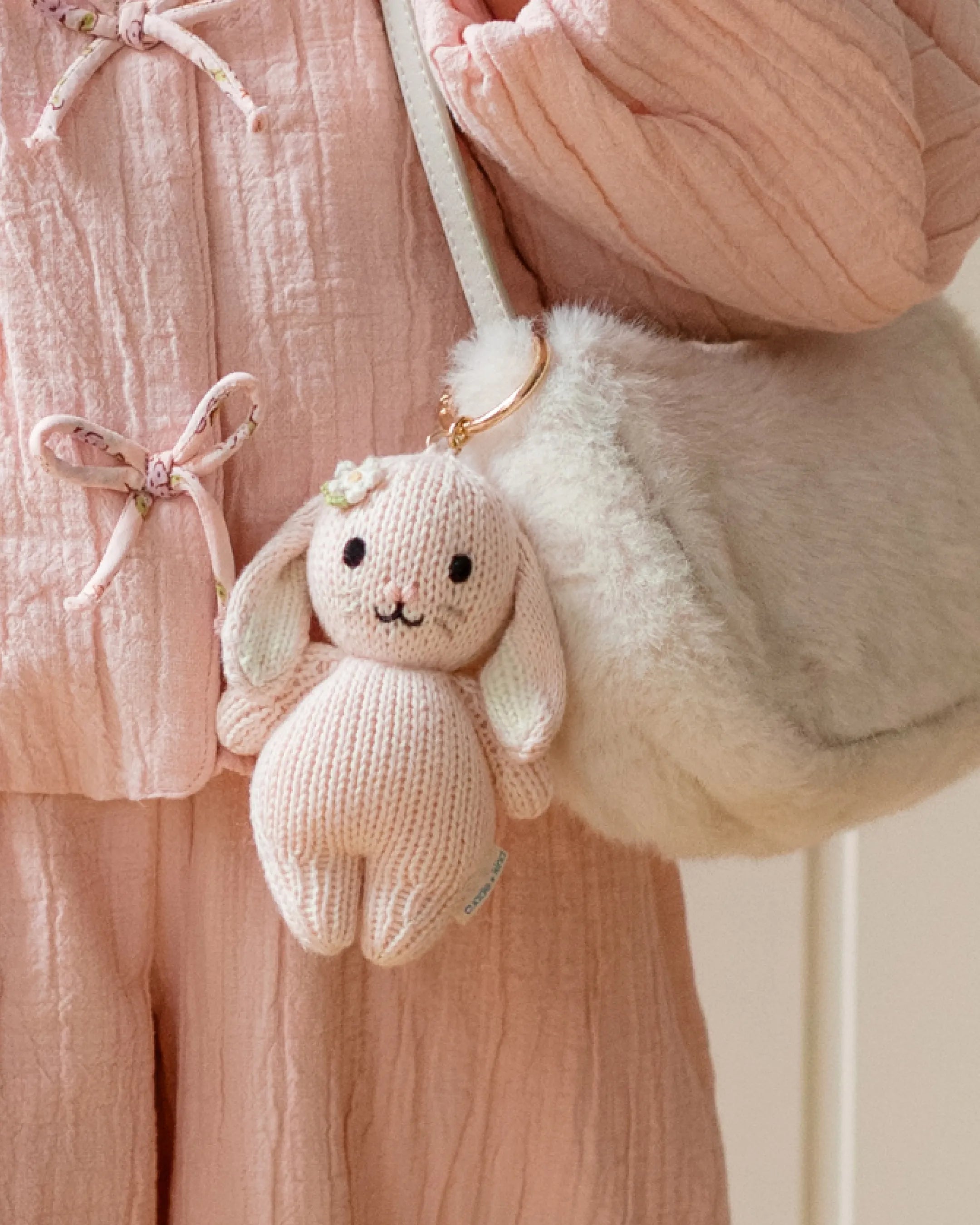 Baby bunny (rose) bag charm