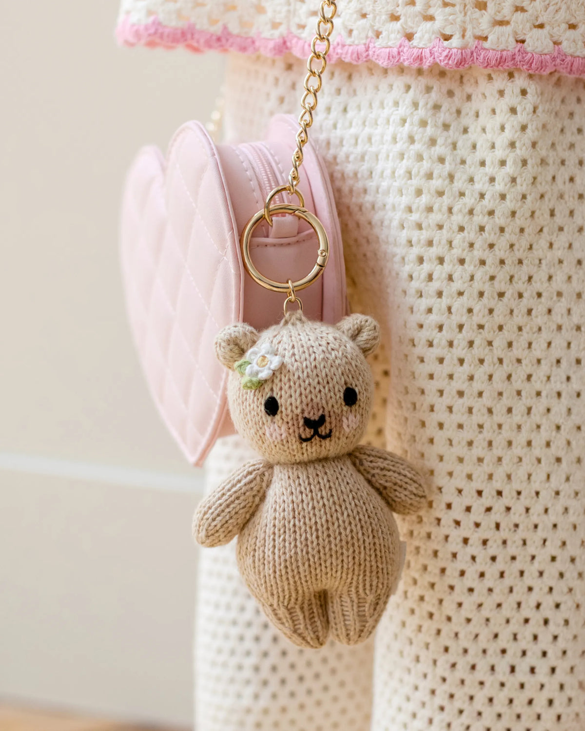 Baby honey bear (floral) bag charm