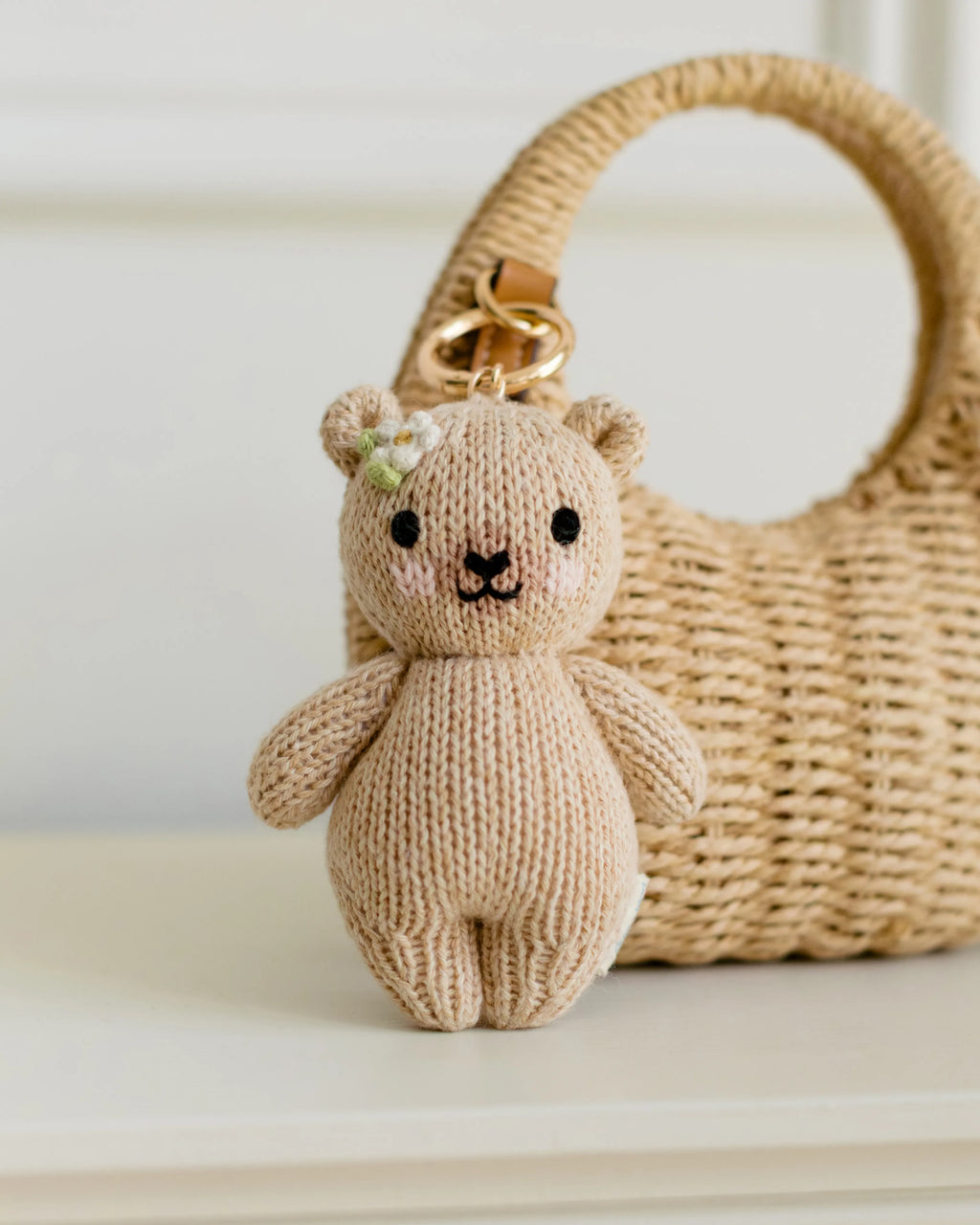 Baby honey bear (floral) bag charm