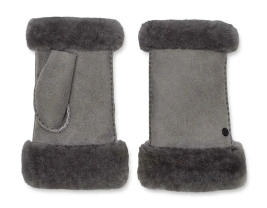 UGG Sheepskin Fingerless Glove in Metal